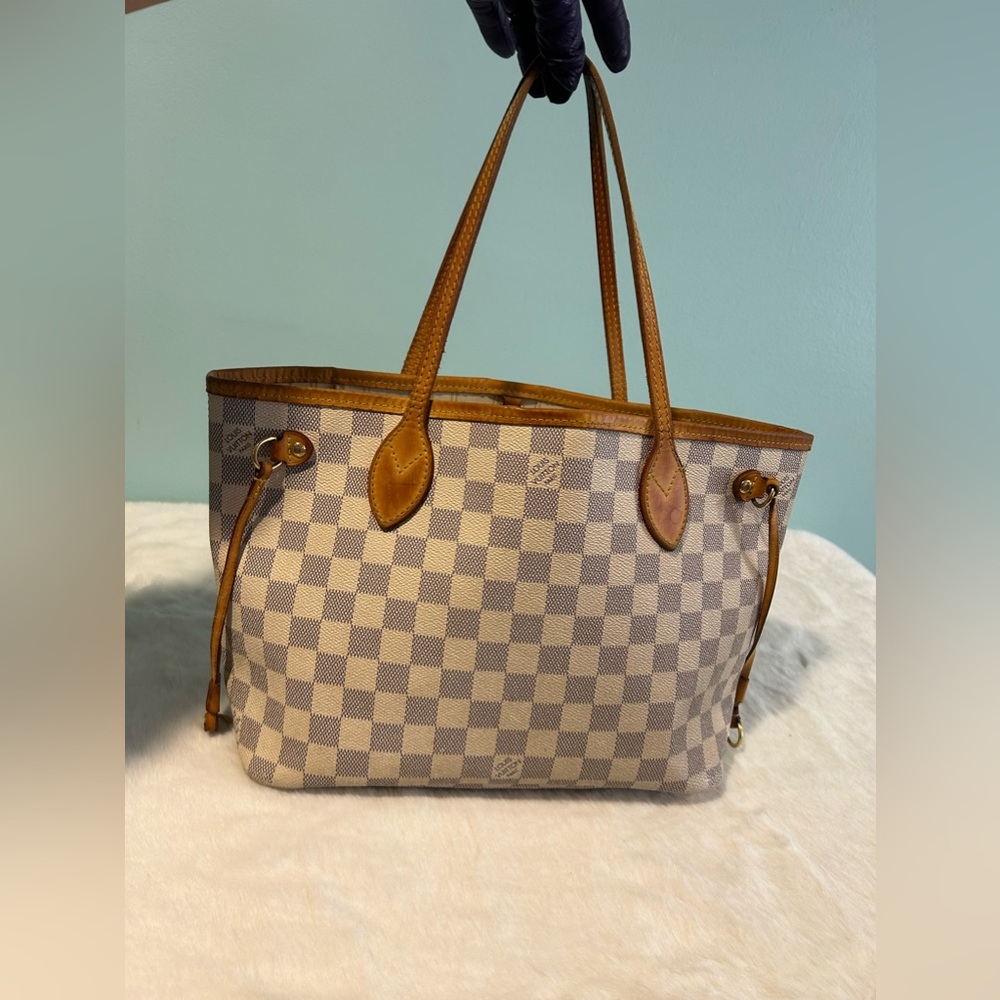 LOUIS VUITTON Neverfull Damier Azur PM authentic and pre-owned date code VI0150